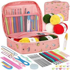 lot 8607 image: Aeelike Crochet Kit for Beginners, 59pcs Crochet Starter Kits with Yarn, Ergonomic Hooks & Storage Case, Learn-to-Crochet Set for Adults, Kids & Seniors, Ideal DIY Craft Gift for Women