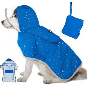 lot 8611 image: Lukovee Dog Raincoat, Adjustable Dog Rain Jacket with Clear Hooded Double Layer for Large Medium Small Dogs Puppies, Waterproof Rain Coat Poncho with Reflective Storage Pocket & Rim (BL,M)