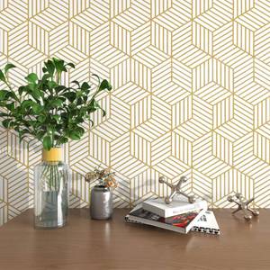 lot 8616 image: MelunMer Gold Geometric Wallpaper Peel and Stick 512In L 17.7In W Self Adhesive Removable Wallpaper for BedroomBathroom Waterproof GoldWhite Contact Paper Hexagon Modern Contact Paper for Cabinets