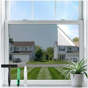 lot 8617 image: rabbitgoo One Way Privacy Window Film Window Tint for Home with Tools, UV Blocking Heat Control Static Cling No Glue, Daytime Privacy See Out Not in, 17.5 Inch X 6.5 Feet, Silver