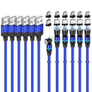lot 8621 image: Losuesme Magnetic Charging Cable (6-Pack,1.63.33.36.66.610ft) 540° Rotation Magnet Phone Charger USB C Cable 3A Fast Charging Magnetic Charger Cable with LED Light for Micro USB Type C Device