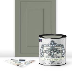 lot 8644 image: ALL-IN-ONE Paint by Heirloom Traditions, Simply Sage (Gray Green), Quart - Durable cabinet and furniture paint. Built in primer and top coat, no sanding needed