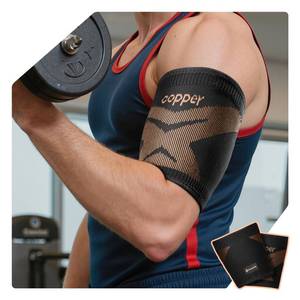 lot 8651 image: SOLOEVER Copper Bicep Tendonitis Brace Medical-Grade Ultra Comfort Upper Arm Brace Tricep Bicep Compression Sleeve for Muscle Strains Recovery and Inflammation - Fit for Men &amp Women 1 Pair