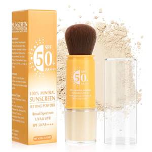 lot 8674 image: 2 IN 1 Mineral Powder Sunscreen Setting Makeup, SPF 50, Brush On Sunscreen Powder for Face & Scalp & Hair, Oil Control Matte Finishing Loose Makeup, Long Lasting Lightweight Breathable(01#Translucent)