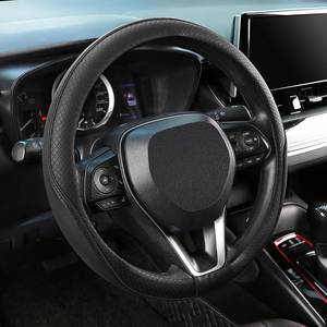 lot 8677 image: SEG Direct Steering Wheel Cover 15.5-16 inch (39.5-41 cm) Large Size, Microfiber Leather, Non-Slip Comfortable Grip, Fits Cars Trucks SUVs F-150 Tundra Range Rover, Black