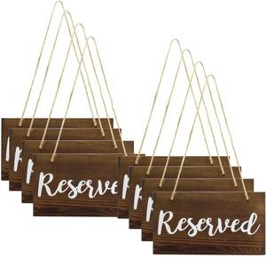 lot 8679 image: 8 PCS Hanging Wooden Reserved Signs Rustic Reserved Seating Signs for Weddings Special Events Chairs Chair Hanging Sign Church Pews Restaurant Doorways