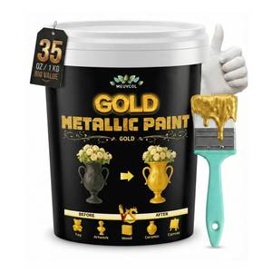 lot 8687 image: Meuvcol Gold Paint, 35 Floz Metallic Liquid Gold Leaf Paint - Non Toxic Shiny Acrylic Coating for Metal, Wood, Furniture, Clay, DIY Crafts, Artwork & Home D�cor - Water Based