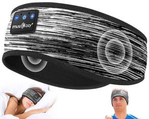 lot 8699 image: MUSICOZY Sleep Headphones Bluetooth 5.4 Headband, Wireless Earphones Music Sleep Earbuds Sleeping Eye Mask with HD Stereo Speakers for Workout Running Travel Yoga, Ideal Gifts (Stripped Gray)