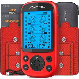 lot 8703 image: AVCOO Dual Channel TENS Unit Muscle Stimulator, 3-in-1 EMS TENS Machine with 24 Modes & 40 Levels, Rechargeable EMS Massager for Neck, Shoulder, Sciatica & Back Pain Relief with 12 Pads, EVA Case