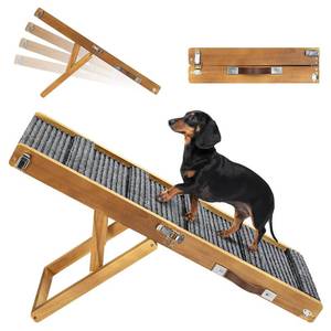lot 8711 image: 2026 Upgraded Dog Ramp for Couch, Foldable Small Dog Ramp for Sofa, 4 Adjustable Height from 13 to 21, Portable Stable Pet Step with Non-Slip Pad, Pet Ramps Use for Couch Stairs, Walnut