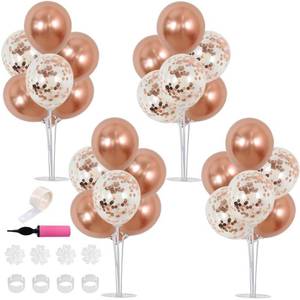 lot 8714 image: TONIFUL 4 Set Rose Gold Balloon Centerpiece for Table,Balloons Stand Kit for Bridal Shower,Wedding,Engagement,Baby Shower,Graduation,Anniversary,Mothers Day,Birthday Decorations for Women