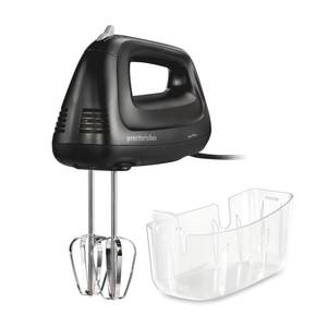 lot 8724 image: Proctor Silex Easy Mix 5-Speed Electric Hand Mixer with Bowl Rest, Compact and Lightweight, 215 Watts of Peak Power, Storage Case, Black (62512)