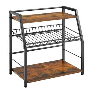 lot 8728 image: YIYYZI Kitchen Countertop Organizer, Snack Organizer Candy Display Stand Coffee Station Organizer, 3 Tier Wooden Counter Storage for Soda Cans Condiment Tea, for Pantry Office Bathroom, White (Black)