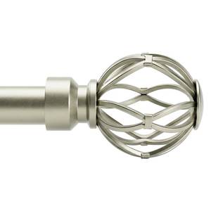 lot 8732 image: Nickel Curtain Rods 18 to 64-inches, 1-inch Diameter Heavy-Duty Adjustable Decorative Curtain Rods for Windows 28 to 48 inches, With Modern Decorative iron Twisted Cage Finials