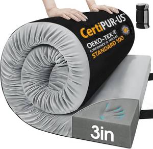 lot 925 image: $63 CYMULA 3-Inch Memory Foam Camping Pad, Roll-Up Floor Mat