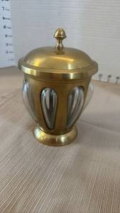 lot 1002 image: Blown Apothecary brass and  Glass 4 inches tall