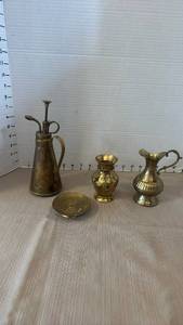 lot 1003 image: Brass mister, vase and pitcher