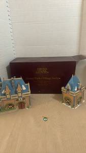 lot 1022 image: Department 56 Disney Parks Village Series Mickeys Christmas Carol Fantasyland Set