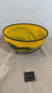 lot 1032 image: Nemtoi Glass Art Multicolor Swirl Art Glass Bowl 10 inches in diameter