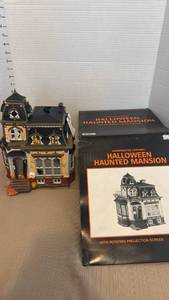 lot 1043 image: Department 56 Halloween Haunted Mansion Handpainted Ceramic with Rotating Projection Screen