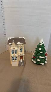 lot 1063 image: Department 56 pacific heights house and tree