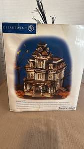 lot 1087 image: Department 56 Snow Village Grimsly Manor Lighted Halloween Building