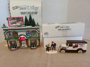 lot 1115 image: Department 56 Hersheys Chocolate Shop and Kids Love Hersheys 54924