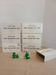 lot 1116 image: Department 56 Snow Village Frosty Tree-Lined Picket Fence Set of 7