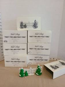 lot 1117 image: Department 56 Snow Village Frosty Tree-Lined Picket Fence Set of 6