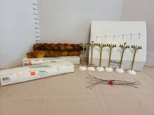 lot 1120 image: Department 56 Village Telephone Poles and Flexible Autumn Hedge Accessor Set