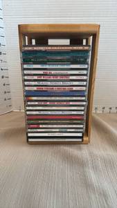 lot 1163 image: CD Collection including Vince gill, Randy Travis and more with Wooden Rack