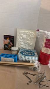 lot 1191 image: Tri-Chem Crafts Liquid Embroidery Supply Lot with Chem-Stone, Mickey Mouse Plaque, Tempo Tray and Accessories