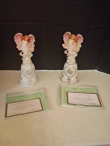 lot 1327 image: Seraphim Classics Heaven on Earth Figurines.  Harmony Loves Guardian.   25 year Anniversary and 50 year Anniversary