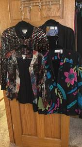 lot 1365 image: Lot of 4 Womens Designer Blazers & Jackets - Chicos, Alfred Dunner & More. Three have bottoms