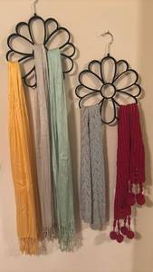 lot 1404 image: Flower-Shaped Multi-Loop Scarf Hangers Set of 2 with Scarves