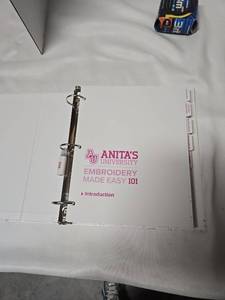 lot 3014 image: Anitas University Embroidery Made Easy 101 & 401 Course Binder