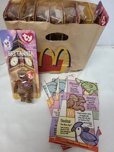 lot 3333 image: Ty Teenie Beanie Babies McDonalds Britannia the Bear Lot with Sacks