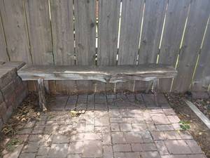 lot 4103 image: Another Wooden Bench.   Made from a slab of wood.  18 x 76 x 16