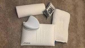 lot 7015 image: NOFFA Memory Foam Pillow Set with Bolster and Knee Support Pillow