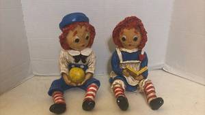 lot 7020 image: Raggedy Ann and Andy Ceramic Figurines by Kimro 1970