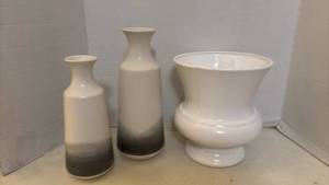 lot 7022 image: Set of 3 Decorative Vases and Urn Tallest is 12 inches