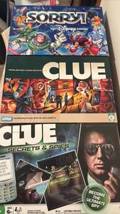 lot 7043 image: Sorry Disney Edition & Clue Board Games Bundle