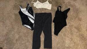 lot 7061 image: Swimsuits, Leggings L and Sports Bra M