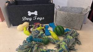lot 7073 image: Dog Toy Set with Felt Storage Baskets