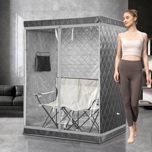lot 131356 image: Full Size 2 Person Sauna Tent, Portable Steam Sauna Tent for Home, 1 or 2 Person Foldable Lightweight, Full Body Sauna Tent for Relaxation, Steamer Not Included, 2 Person Foldable Chair
