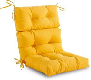 lot 131357 image: OutdoorIndoor High Back Chair Cushion - Waterproof All-Weather Stuffed High Rebound Foam Adirondack SeatBack Cushion for Outdoor Furniture, Yellow