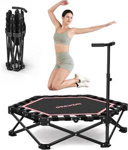 lot 131368 image: Retails for $104 HXD-ERGO Foldable Mini Trampoline, 42 Rebounder Trampoline with Adjustable Foam Handle, Fitness Trampoline for Indoor, Outdoor, Home Gym,Max Load 460lbs