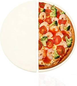 lot 131384 image: 19.8 Inch Half Moon Ceramic Heat Deflector Plates for Kamado Joe Big Joe I, II, III, Big Green Egg Grill Replacement Parts, 2-Pack, White