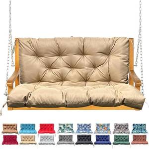 lot 131398 image: Porch Swing Cushion with Backrest,Waterproof Bench Cushion for Outdoor Furniture,2-3 Seater Replacement Thickened Swing Cushion with Ties,Patio,Outdoor,Backyard and Garden (Khaki,60x40)