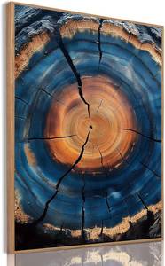 lot 231503 image: IBHJSART Framed Tree Ring Canvas Wall Art Blue Wall Art Wood Stump Painting Prints Modern Minimalist Pictures Neutral Nature Rustic Farmhouse Decor Living Room Bedroom Bathroom Office